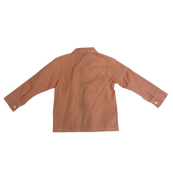 Izod Boys Orange Gingham Shirt & Striped Clip-On Tie Set Size 6 - Picture 2 of 6